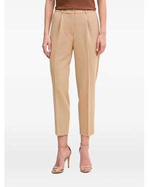 Sisley Pleated Belt-Loop Pants - Natural