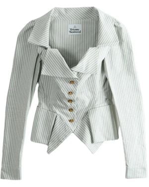 Vivienne Westwood Stripe-Pattern Peplum-Hem Top - White