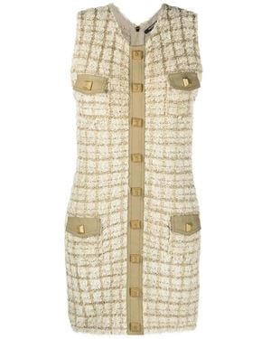 Balmain Tweed Short Dress Clothing - Natural