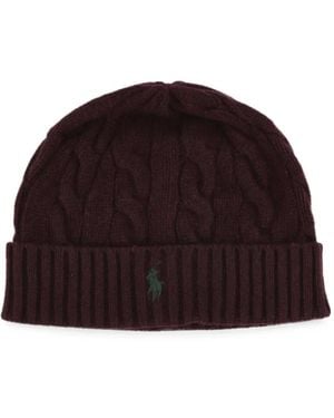 Polo Ralph Lauren Cable-Knit Wool-Cashmere Beanie - Red