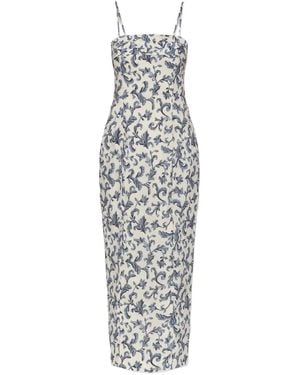 Posse Rue Baroque-Print Strappy Midi Dress - White