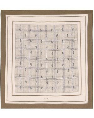 Loro Piana Paisley-Pattern Grid Scarf - Natural