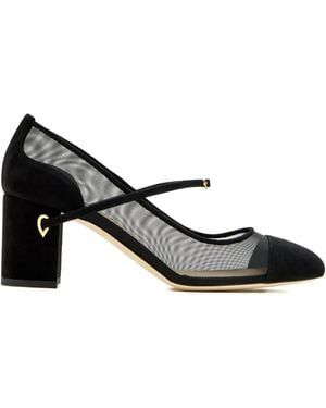 Jennifer Chamandi 65Mm Paolo Mesh-Panel Suede Pumps - Black