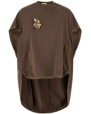 DI.LA3 PARI' Grosgrain brooch T-shirt - Braun