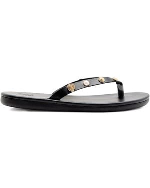 Ancient Greek Sandals Saionara Shell-Embellished Thong Sandals - Black