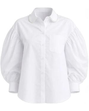 Simone Rocha Camisa Drapeada Con Bordado - Blanco