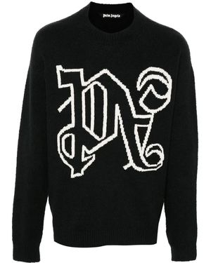 Palm Angels Pullover Mit Intarsien-Logo - Schwarz