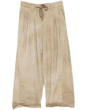 Ziggy Chen Drawstring Wide-Leg Trousers - Natural