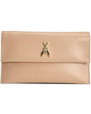 Patrizia Pepe Logo-Detail Clutch Bag - Natural