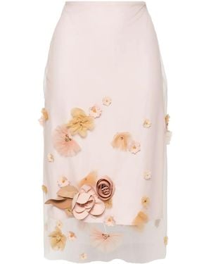 Viktor & Rolf Jupe À Appliqué Floral - Blanc