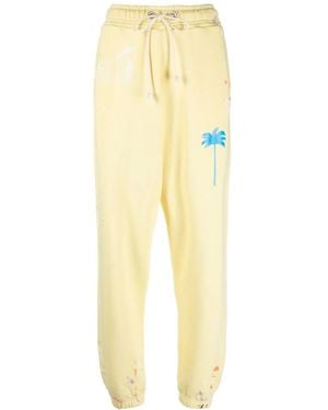 Palm Angels Palm-Tree Print Track Trousers - Yellow