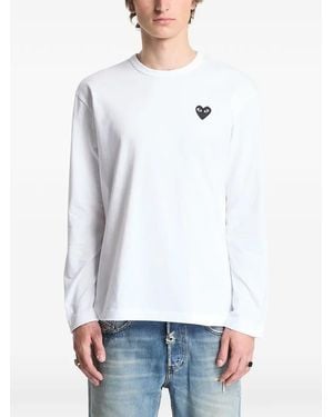 COMME DES GARÇONS PLAY Heart-Patch Long-Sleeve T-Shirt - White
