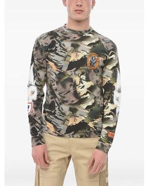 Heron Preston Camouflage-Print Long-Sleeve Jumper - Grey