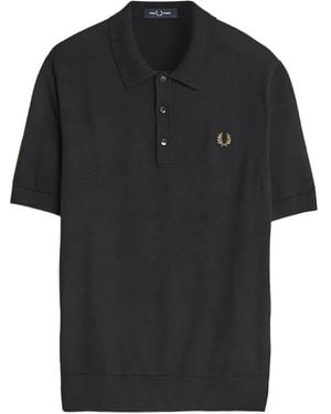 Fred Perry Knitted Polo Shirt - Black