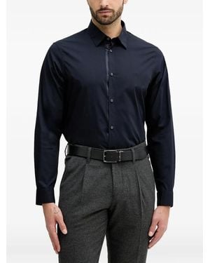 ARMANI EXCHANGE Logo-Embroidered Shirt - Blue