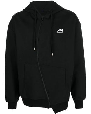 Adererror Curved-Zip Long-Sleeve Hoodie - Black