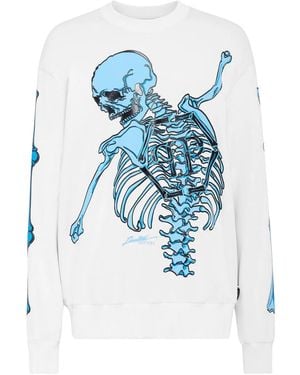 Philipp Plein Skull-Print Cotton Sweatshirt - Blue