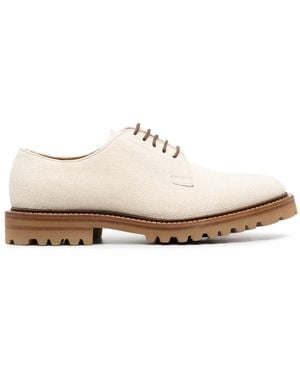 Brunello Cucinelli Beige Leather Oxfords And Derbies - White