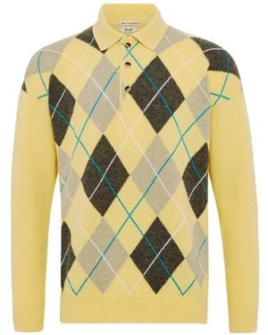 JW Anderson X Pringle Argyle Button Polo - Yellow