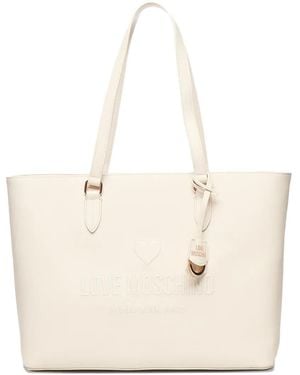 Love Moschino Embossed-Logo Heart Tote Bag - Natural