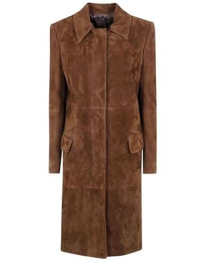 Tom Ford Single-Breasted Leather Coat - Brown