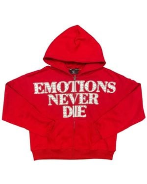 Mixed Emotions Hoodie Zippé À Ornements Strassés - Red