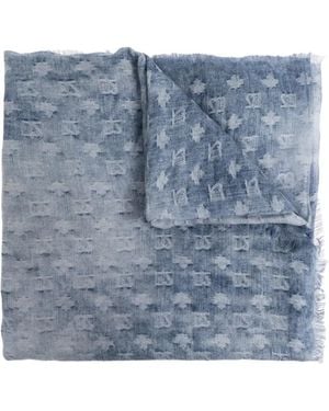 DSquared² Fringed Patterned Scarf - Blue