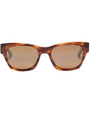 Maui Jim Zonnebril Met Rechthoekig Montuur En Schildpadschild Design - Bruin