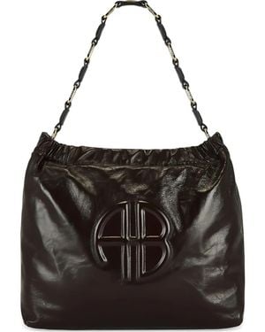 Anine Bing Kate Chain Logo Shoulder Bag - Black