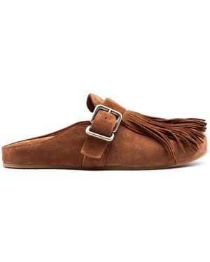 Vic Matié Mules À Boucle Et À Franges - Brown