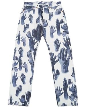 DENIM TEARS Hand Print Belt Loops Jeans - Blue