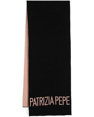 Patrizia Pepe Logo-Jacquard Knitted Scarf - Black