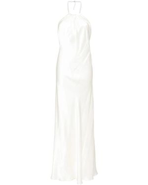 Michelle Mason Halterneck Gown - White