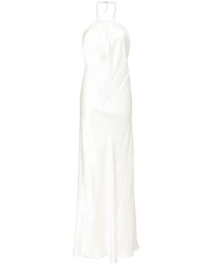 Michelle Mason Halterneck Gown - White