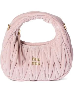 Miu Miu Mini Wander Logo-Lettering Tote Bag - Pink