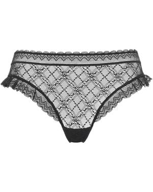 Eres Lili Ruffled Lace Thong - Gray