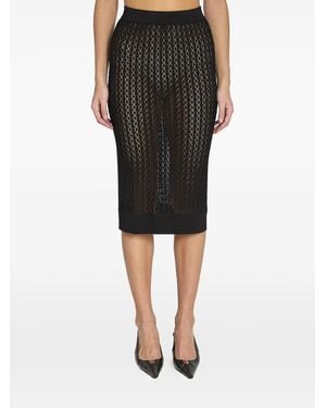Saint Laurent Pointelle Knit Skirt - Black