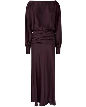 Pinko Long-Sleeve Ruched-Detail Dress - Purple