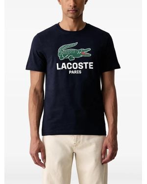 Lacoste Logo-Print Short-Sleeve Cotton T-Shirt - Blue