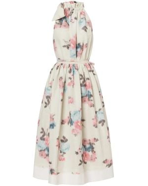Philosophy Di Lorenzo Serafini Halter Neck Midi Dress With Floral Print - White