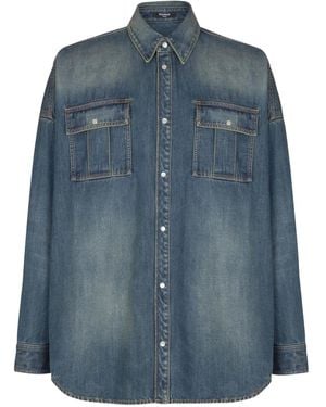 Balmain Kastiges Hemd - Blau