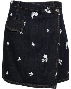 Lanvin Jeanshemd Mit Blumenstickerei - Blau