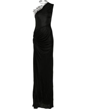 David Koma Crystal-Feather One Shoulder Gown - Black