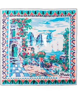 Prada Pañuelo Estampado (90 X 90 Cm) - Azul