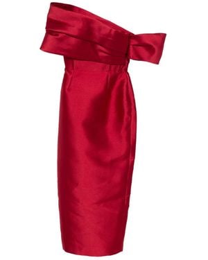 Solace London Mirla Off-Shoulder Midi Dress - Red