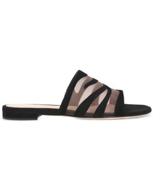 Gianvito Rossi Tigra Open Toe Slippers - Black