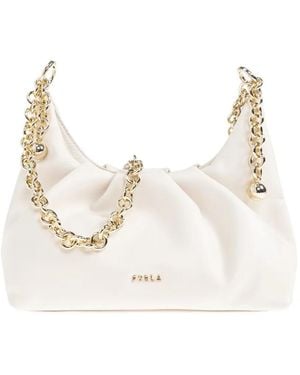Furla Delia Chain Lambskin Shoulder Bag - White