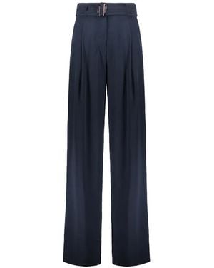 Moorer Belted Pleated Pants - Blue