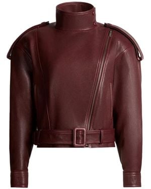 DUCIE Serpa Grained-Leather Jacket - Red