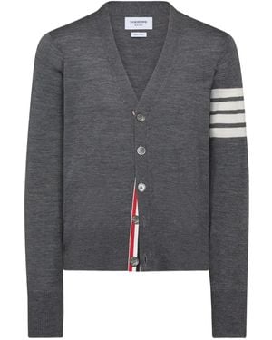 Thom Browne Wool 4-Bar V-Neck Cardigan - Grey